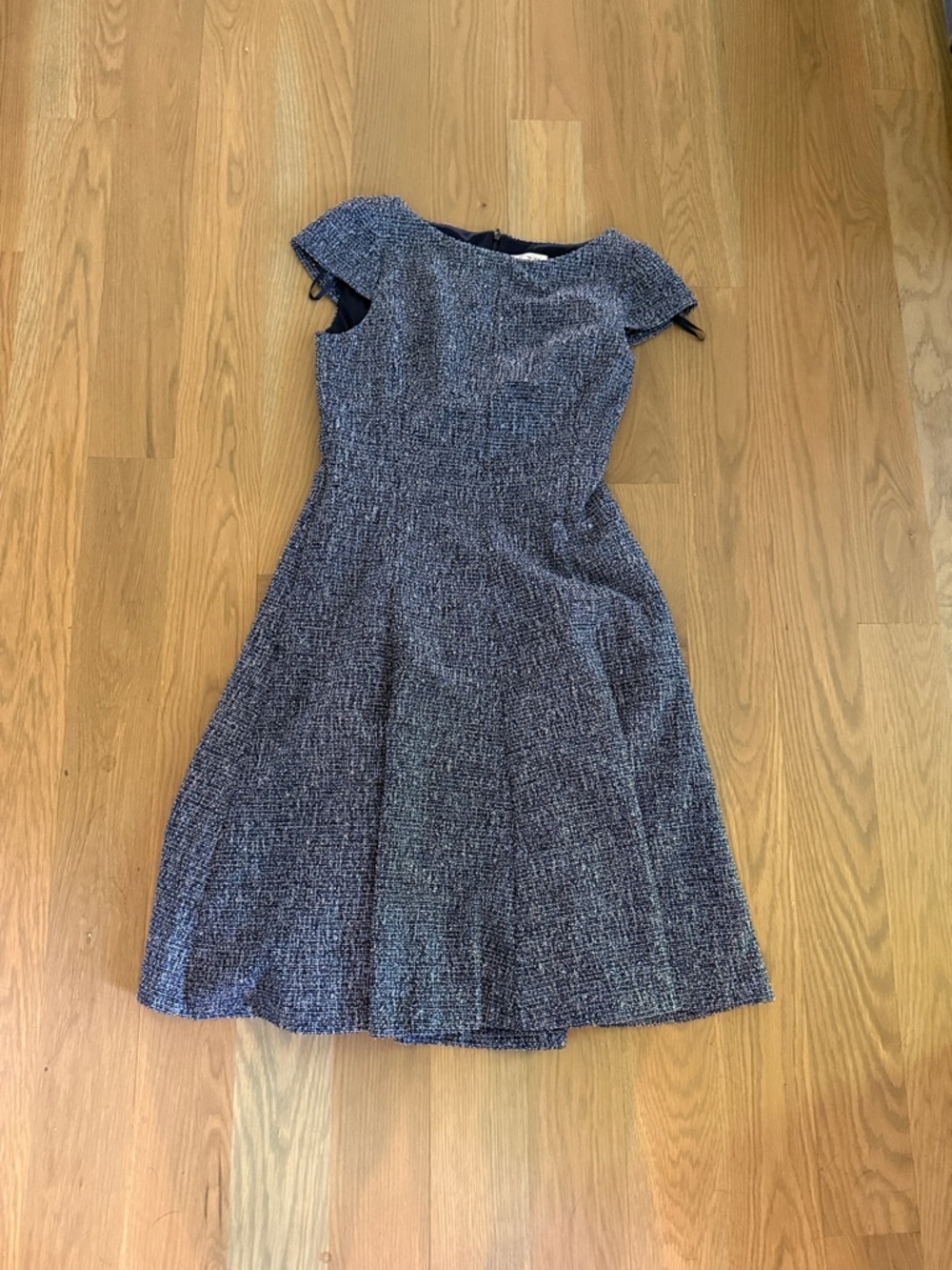 nwot Eliza J Navy Textured Fit & Flare Midi Dress 8